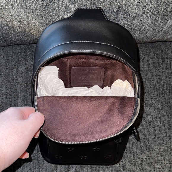 Coach West Pack Bag with Star Print Smooth Calf Leather in Gunmetal/Black NWT - Picture 3 of 16